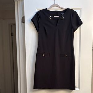 Tommy Hilfiger Black Short-Sleeve Mini Dress with Grommet Detail